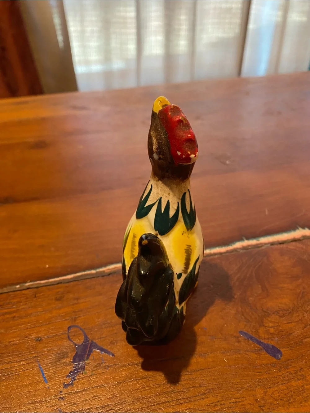 Handpainted Rooster Bird Figurine - Yellow, Black, Red by Per Ann Novelty